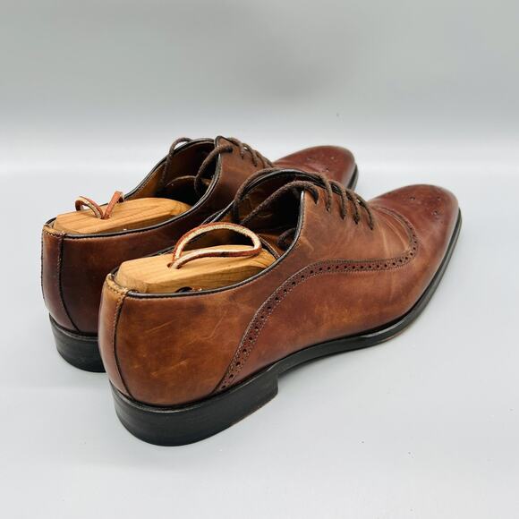 Mezlan Shoes Men 8.5 Brown Leather Oxford Dress Brogue Lace Up Medallion Classic main image 5